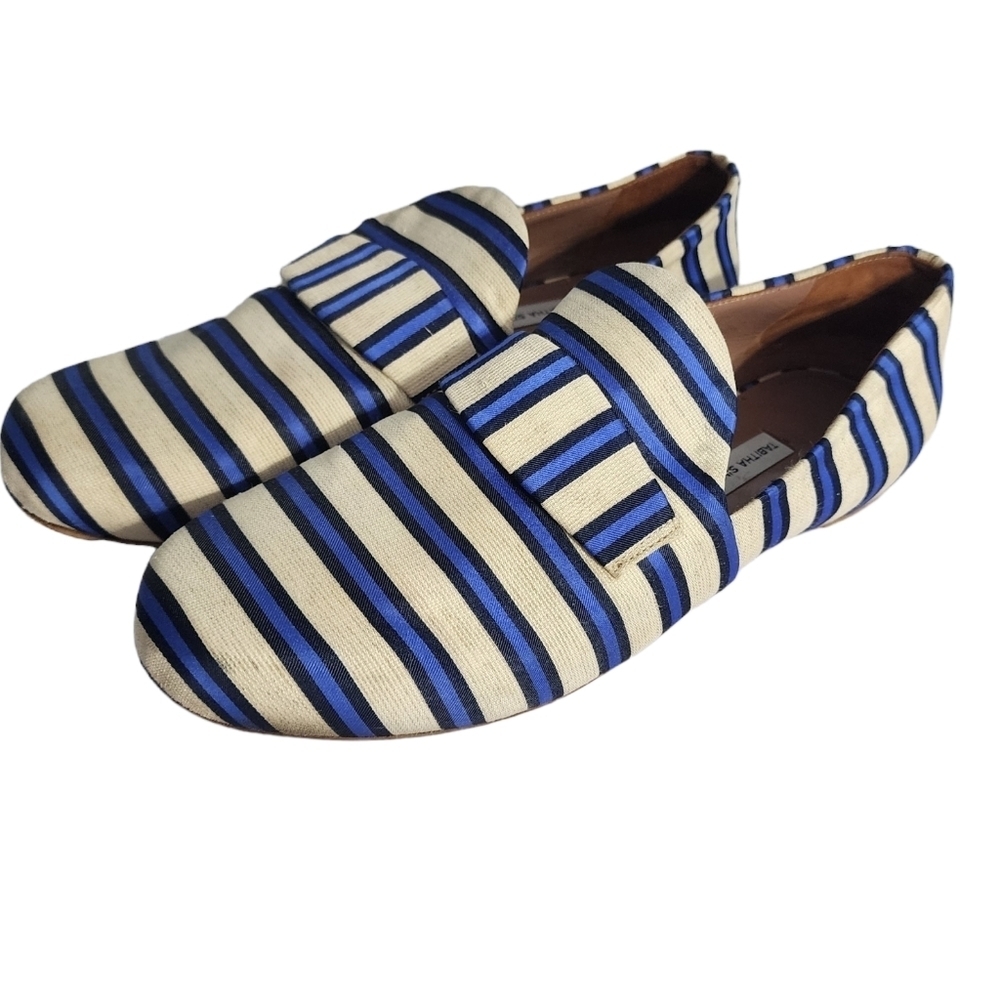Tabitha Simmons Striped Flats Fabric Loafers 39